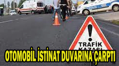 İSTİNAT DUVARINA ÇARPIP DEVRİLEN OTOMOBİLDE 2 KİŞİ YARALANDI