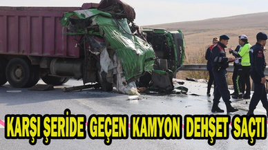 Karşı şeride geçen kamyon başka bir kamyonla çarpıştı: 2 ölü