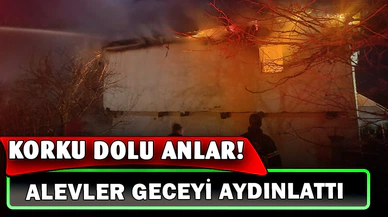 Bağ evinde çıkan yangında alevler geceyi aydınlattı