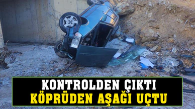 Afyonkarahisar'da kontrolden çıkan otomobil köprüden uçtu