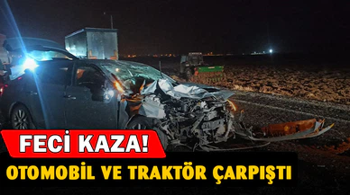 Otomobille çarpışan traktörün sürücüsü yaralandı