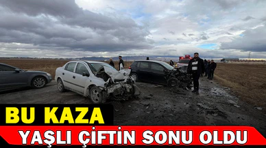 Otomobillerin kafa kafaya çarpıştığı kazada yaşlı çift hayatını kaybetti