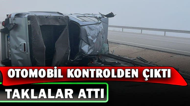 Takla atan otomobilde 4 kişi yaralandı