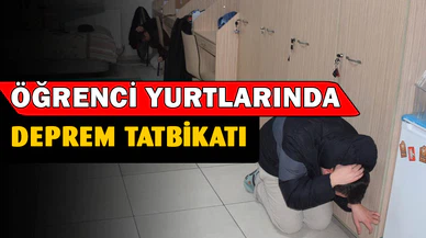 Öğrenci yurdunda deprem ve yangın tatbikatı