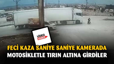 Tırın çarptığı motosikletin metrelerce savrulduğu kaza kamerada