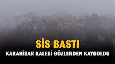 Tarihi Karahisar Kalesi sis nedeniyle gözlerden kayboldu