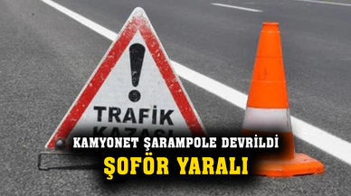 Şarampole devrilen kamyonet sürücüsü yaralandı