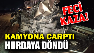 Otomobil, kamyona arkadan çarptı sürücü ağır yaralandı