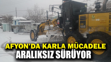 Köy yollarında karla mücadele çalışması sürüyor