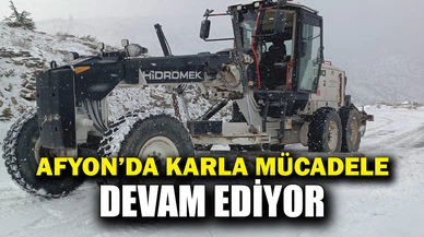 Afyonkarahisar’da karla mücadele sürüyor