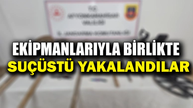 Kaçak kazı yapan şüpheliler suçüstü yapıldı