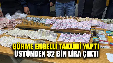 Görme engelli taklidi yaparken yakalandı