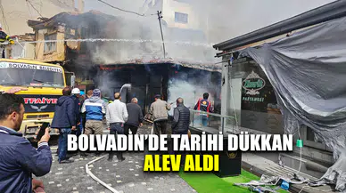 Bolvadin’de tarihi manifatura dükkanında yangın çıktı