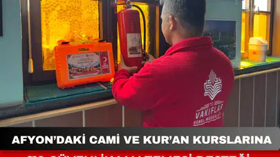 Afyonkarahisar’daki cami ve Kur’an kurslarına 112 güvenlik malzemesi desteği