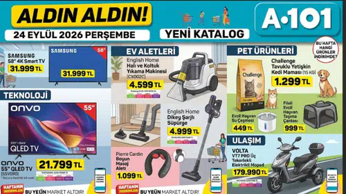 A101 24 Eylül 2026 aktüel kataloğu yayınlandı! İşte indirimli ürünler ve fiyatları