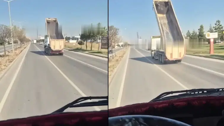 Afyon’da facianın eşiğinden dönüldü! Damperi açık tır korku saçtı