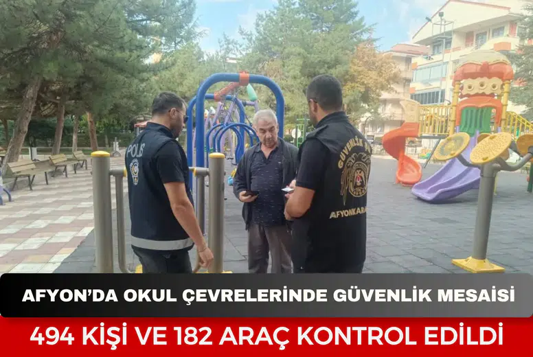 Afyonkarahisar’da okul çevrelerinde güvenlik mesaisi: 494 kişi ve 182 araç kontrol edildi