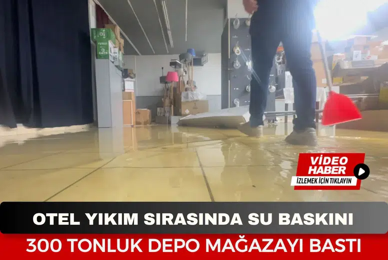 Afyonkarahisar’da yıkım sırasında su baskını: 300 tonluk depo mağazayı bastı