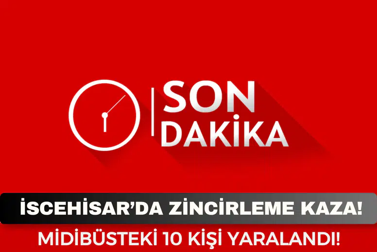 İscehisar’da zincirleme kaza: Midibüsteki 10 kişi yaralandı