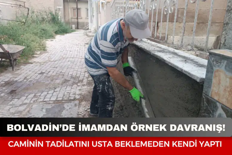Bolvadin’de imamdan örnek davranış: Caminin tadilatını usta beklemeden kendi yaptı