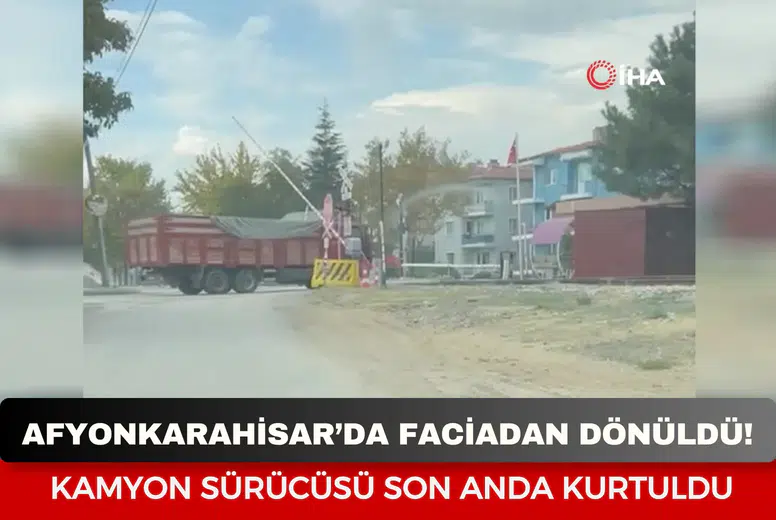 Afyonkarahisar’da faciadan dönüldü! Kamyon sürücüsü son anda kurtuldu