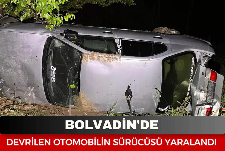 Bolvadin'de devrilen otomobilin sürücüsü yaralandı