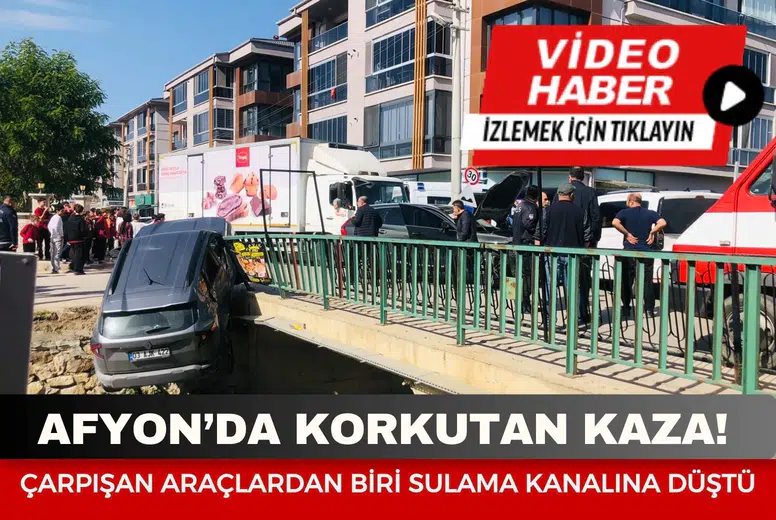 Afyon’da korkutan kaza! Seyir halindeki araç bir anda kanala düştü