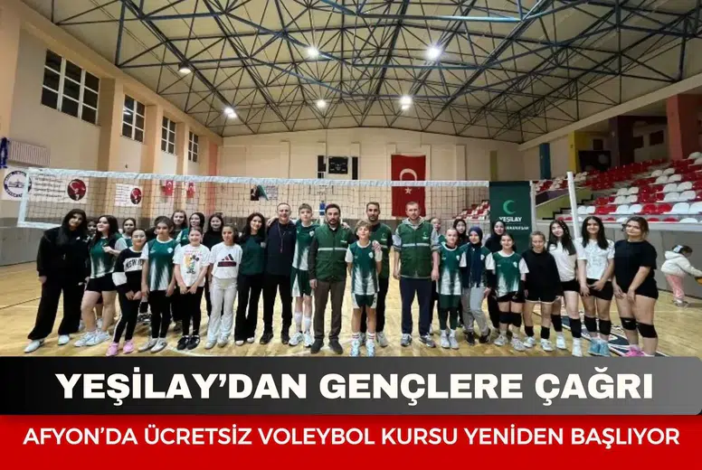 Yeşilay’dan gençlere çağrı: Afyon’da ücretsiz voleybol kursu yeniden başlıyor