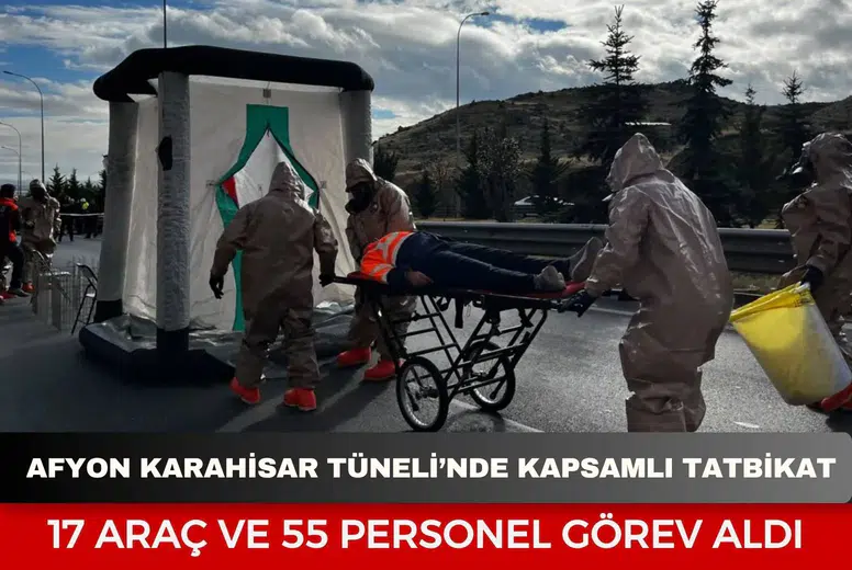 Afyon’da tünel güvenliği için kapsamlı tatbikat: 17 araç ve 55 personel görev aldı