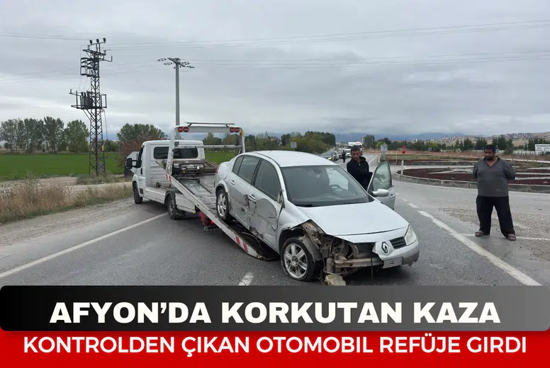 Afyon'da feci kaza: Otomobil refüje saplandı! Ekipler harekete geçti!