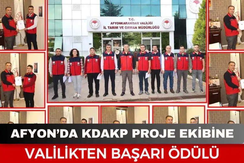 Afyonkarahisar’da KDAKP proje ekibine valilikten başarı ödülü