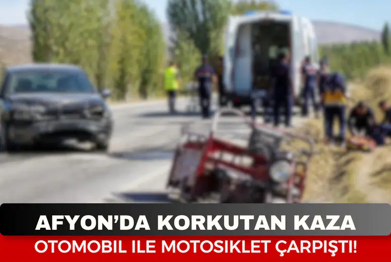 Afyon’da kontrolsüz yola çıkan motosiklet faciaya davetiye çıkardı! Araçta bulunan 7 kişi yaralandı!