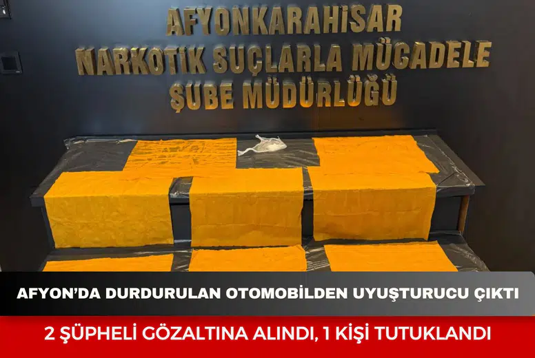 Afyonkarahisar’da durdurulan otomobilden uyuşturucu çıktı