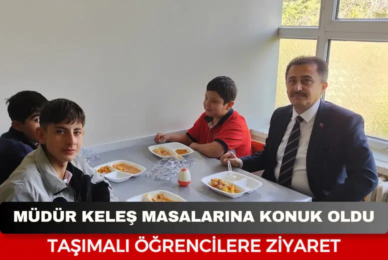 Bolvadin İlçe Millî Eğitim Müdürü Mehmet Ali Keleş, taşımalı eğitim gören öğrencilerle yemekte bir araya geldi