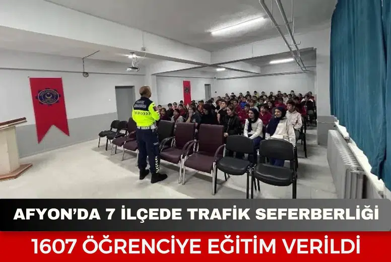 Afyon’da 7 İlçede Trafik Seferberliği: 1607 Öğrenciye Eğitim Verildi